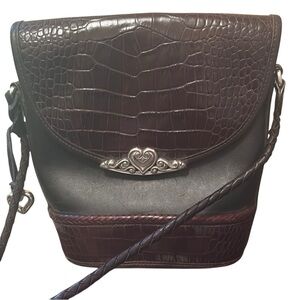 Brighton Women’s Purse Leather Crossbody Black & Brown Silver